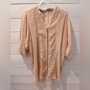 MAEVE tunic  S – Salmon Pink, Green & Cream